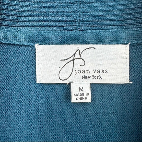 Joan Vass Teal Blue Cardigan Long Sleeve Sweater, Medium - Picture 9 of 9